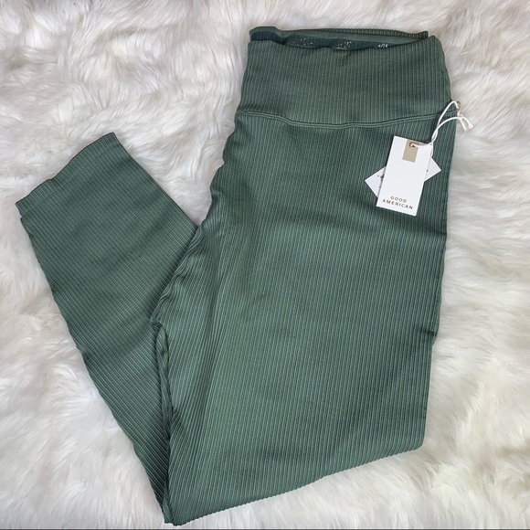 Good American Essentials Seamless Ribbed Leggings Agave Green - Picture 6 of 8